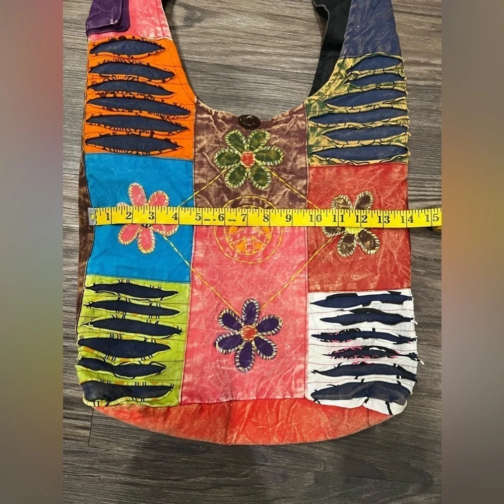 Hippie canvas women cotton hobo bag with razor cuts